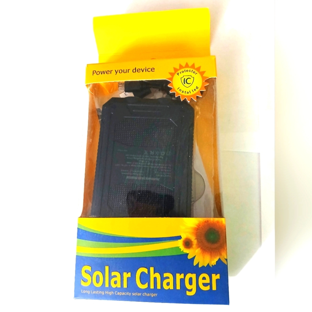 Portable Solar Charger 10,000Ah Power Bank New Orange Black